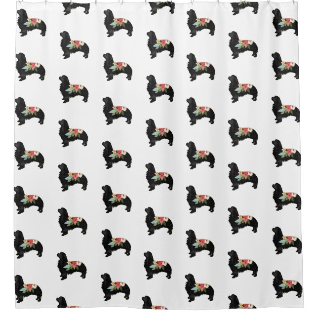 Cavalier King Charles Spaniel Bohemisch Floral Duschvorhang (Vorderseite)