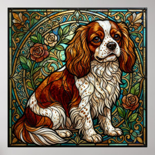 Cavalier King Charles Spaniel Buntglasposter Poster