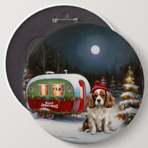 Cavalier King Charles Spaniel Caravan Weihnachten Button