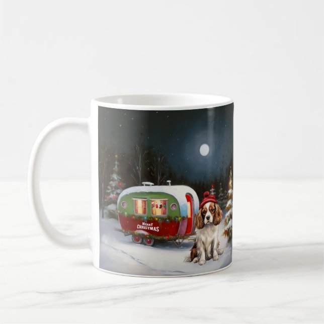Cavalier King Charles Spaniel Caravan Weihnachten Kaffeetasse (Links)