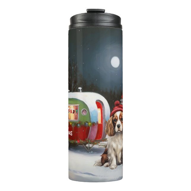 Cavalier King Charles Spaniel Caravan Weihnachten Thermosbecher (Vorderseite)