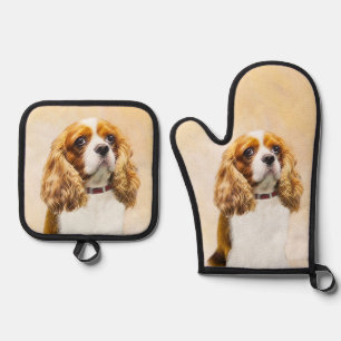Cavalier King Charles Spaniel Cav Dog Art Malerei Ofenhandschuh & Topflappen-Set