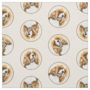 Cavalier King Charles Spaniel Cav Dog Art Malerei Stoff