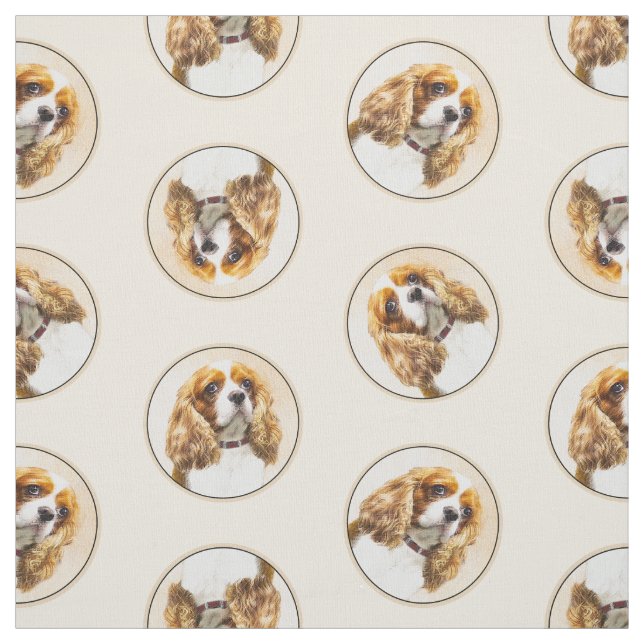 Cavalier King Charles Spaniel Cav Dog Art Malerei Stoff (Muster)