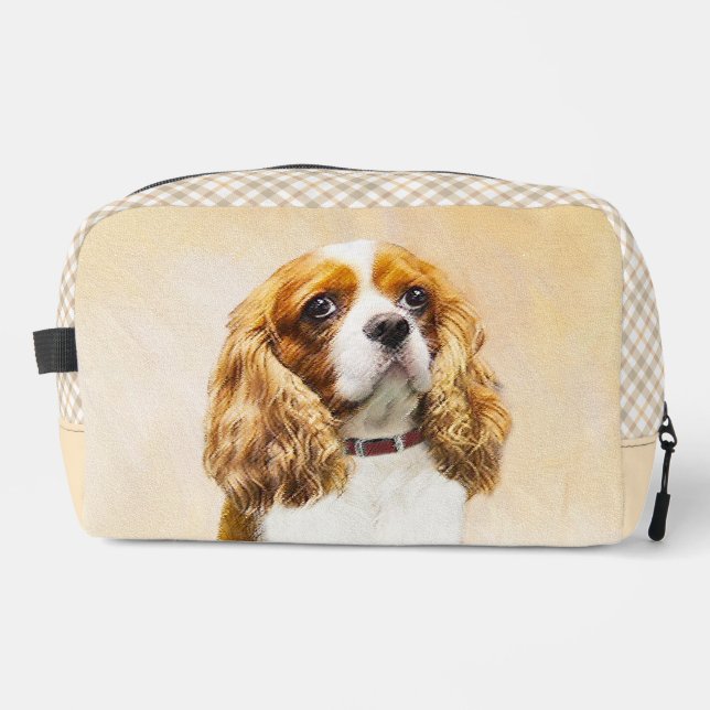 Cavalier King Charles Spaniel Cav Dog Art Malerei Waschbeutel (Vorderseite)
