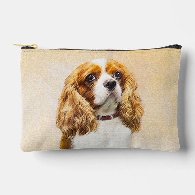 Cavalier King Charles Spaniel Cav Dog Art Malerei Zubehörtasche (Vorderseite)