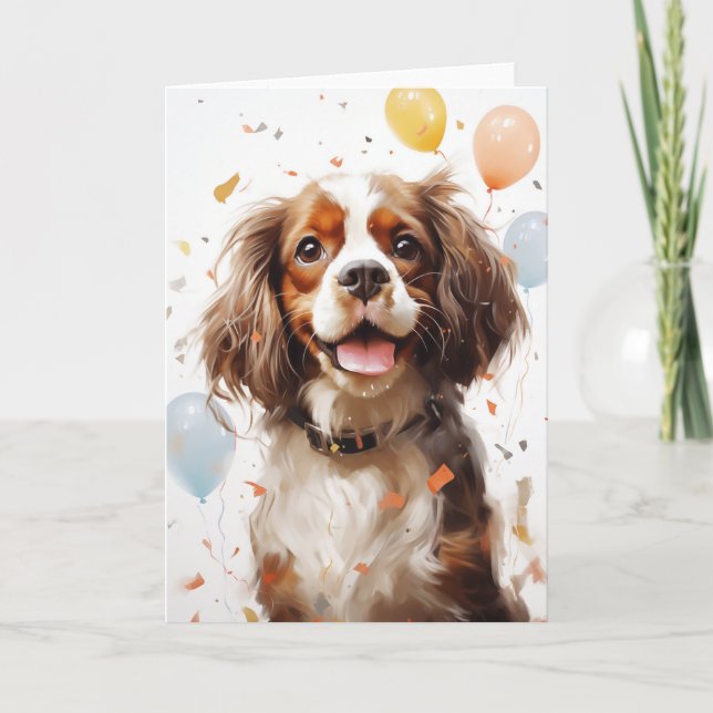 Cavalier King Charles Spaniel Celebration Greeting Dankeskarte (Vorderseite)