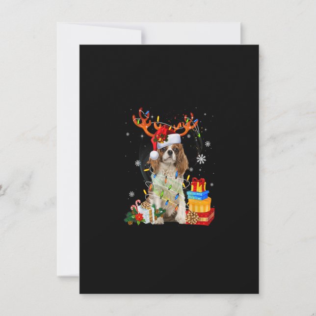 Cavalier King Charles Spaniel Christmas Reindeer S Einladung (Vorderseite)