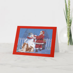 Cavalier King Charles Spaniel Christmas Snowman Feiertagskarte