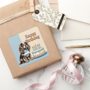 Cavalier King Charles Spaniel Colorful Quadratischer Aufkleber