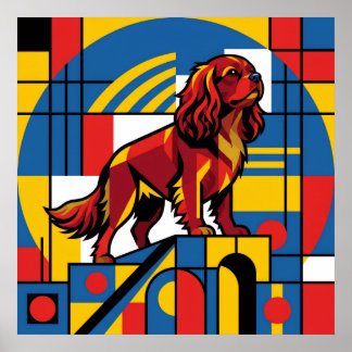 Cavalier King Charles Spaniel De Stijl Poster | Mo