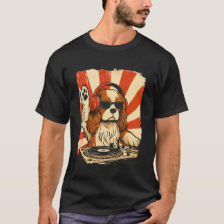 Cavalier King Charles Spaniel DJ House Musik Retro T-Shirt