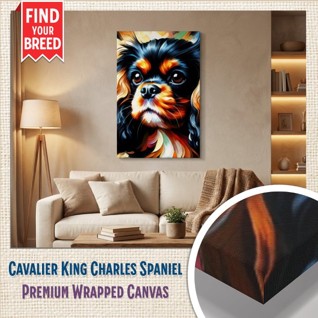 Cavalier King Charles Spaniel Dog Acrylic Print Leinwanddruck (Gallery-Quality Wrapped Canvas: Artistic Cavalier Spaniel Dog Portrait.)