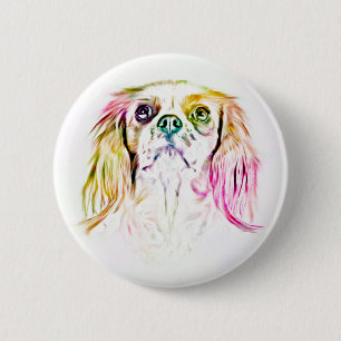 Cavalier King Charles Spaniel Dog Art Painting Button