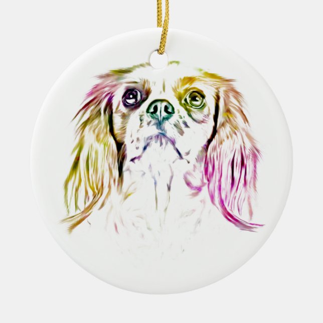 Cavalier King Charles Spaniel Dog Art Painting Keramikornament (Vorne)