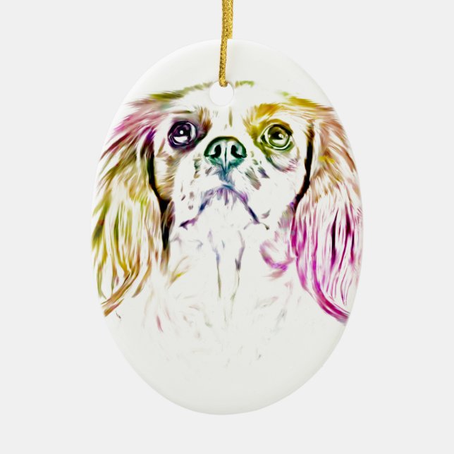 Cavalier King Charles Spaniel Dog Art Painting Keramikornament (Vorne)
