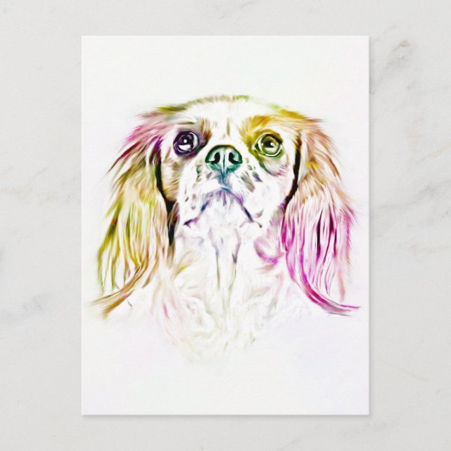 Cavalier King Charles Spaniel Dog Art Painting Postkarte (Vorderseite)
