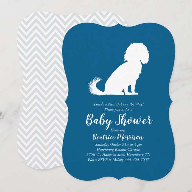 Cavalier King Charles Spaniel Dog Baby Shower Boy Einladung (Vorne/Hinten)