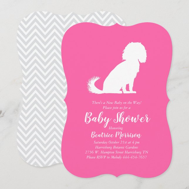 Cavalier King Charles Spaniel Dog Baby Shower Girl Einladung (Vorne/Hinten)