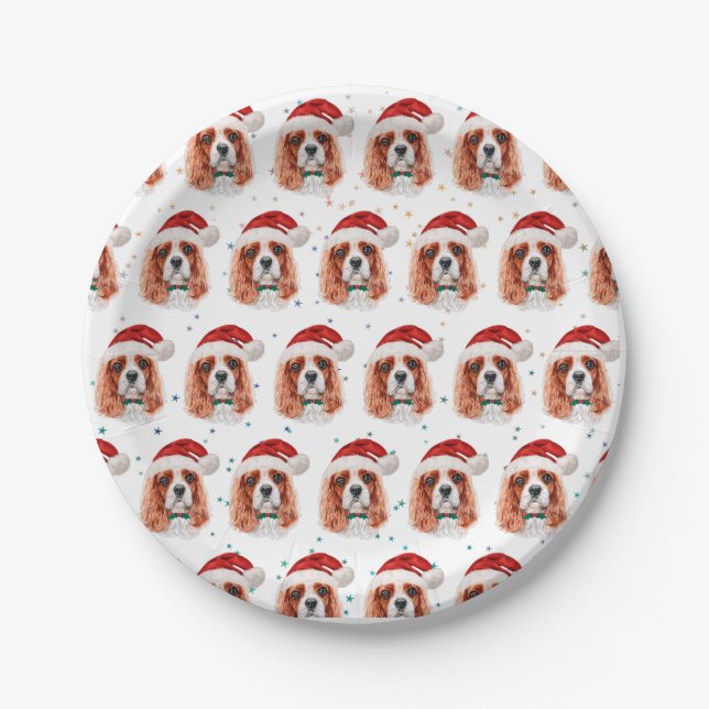 Cavalier King Charles Spaniel Dog Breed Christmas Pappteller (Vorderseite)