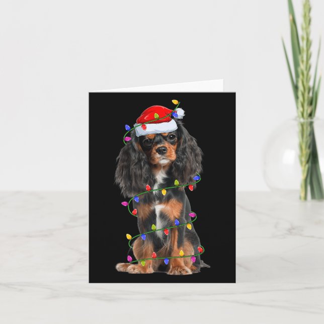Cavalier King Charles Spaniel Dog Christmas Lights Karte (Vorderseite)