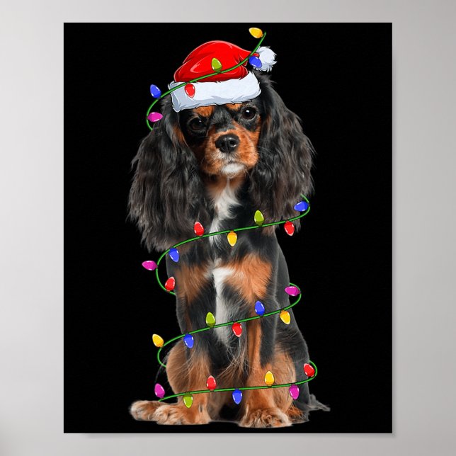 Cavalier King Charles Spaniel Dog Christmas Lights Poster (Vorne)
