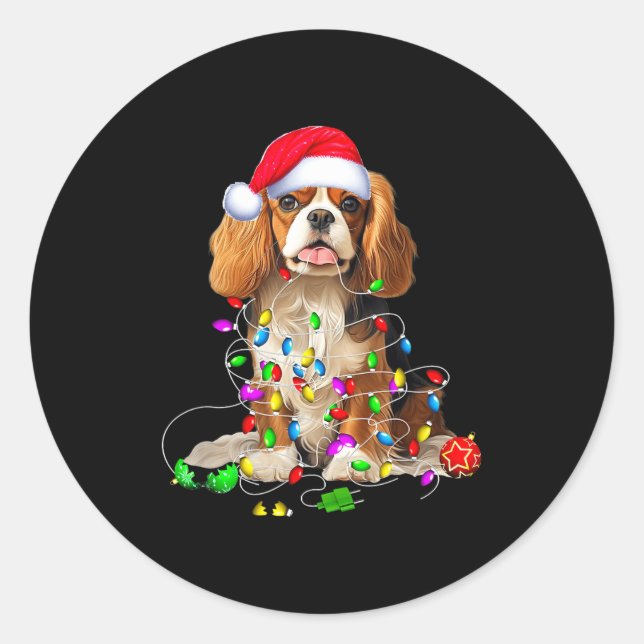 Cavalier King Charles Spaniel Dog Christmas Orname Runder Aufkleber (Vorderseite)