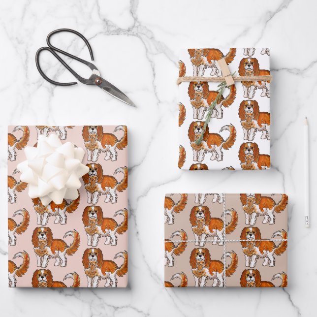 Cavalier King Charles Spaniel Dog Lovers Geschenkpapier Set (Vorderseite)