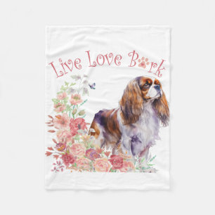 Cavalier King Charles Spaniel Dog Mama Floral Fleecedecke