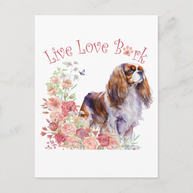 Cavalier King Charles Spaniel Dog Mama Floral Postkarte (Vorderseite)