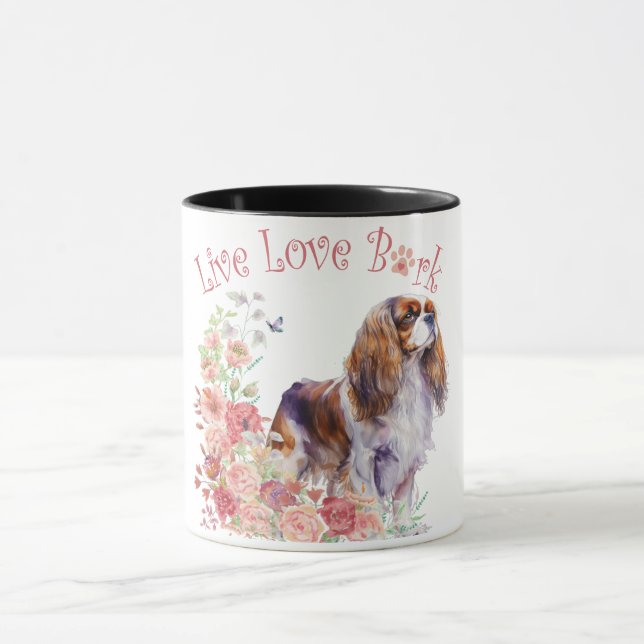 Cavalier King Charles Spaniel Dog Mama Floral Tasse (Zentrum)