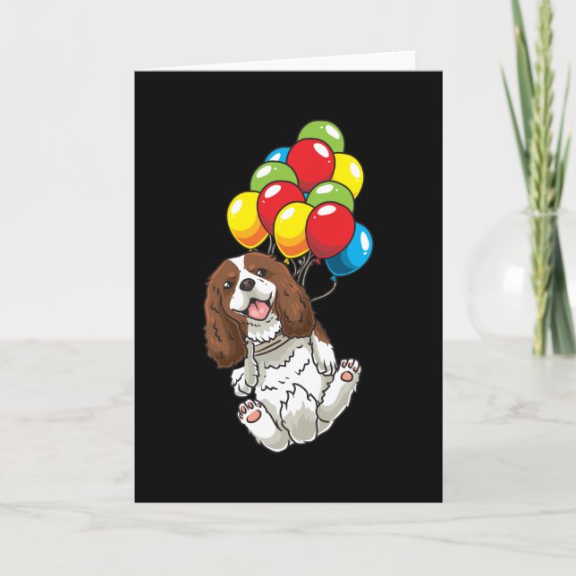 Cavalier King Charles Spaniel Dog mit Ballons Karte (Vorderseite)