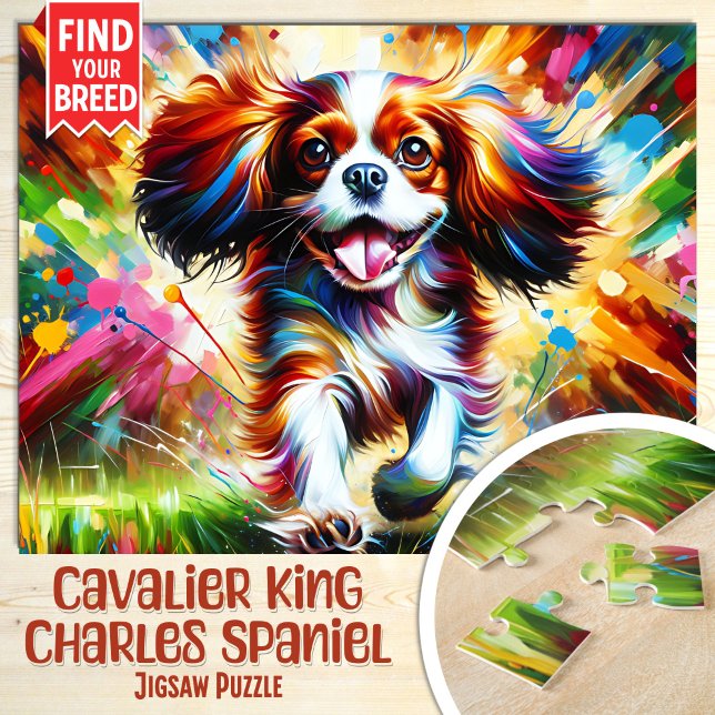 Cavalier King Charles Spaniel Dog Portrait Acrylic Puzzle (Von Creator hochgeladen)