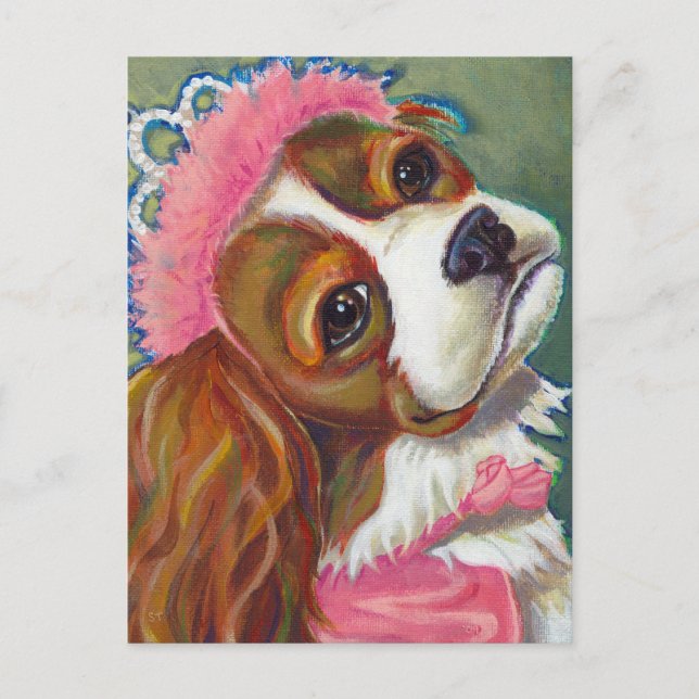 Cavalier King Charles Spaniel Dog Princess ART Postkarte (Vorderseite)