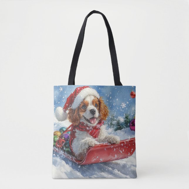 Cavalier King Charles Spaniel Dog Sledge Weihnacht (Vorderseite)