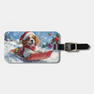 Cavalier King Charles Spaniel Dog Sledge Weihnacht Gepäckanhänger