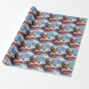 Cavalier King Charles Spaniel Dog Sledge Weihnacht Geschenkpapier