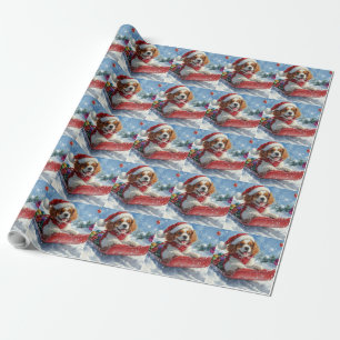Cavalier King Charles Spaniel Dog Sledge Weihnacht Geschenkpapier