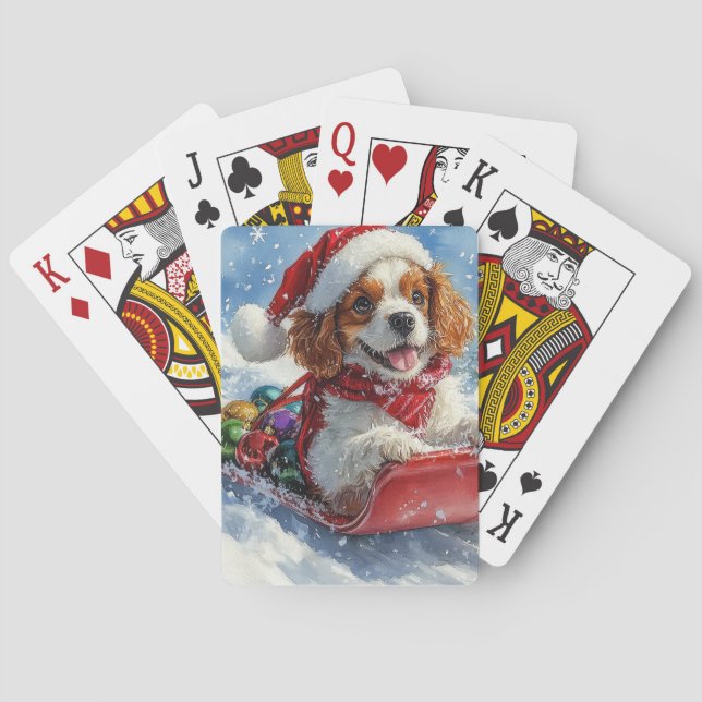 Cavalier King Charles Spaniel Dog Sledge Weihnacht Spielkarten (Rückseite)