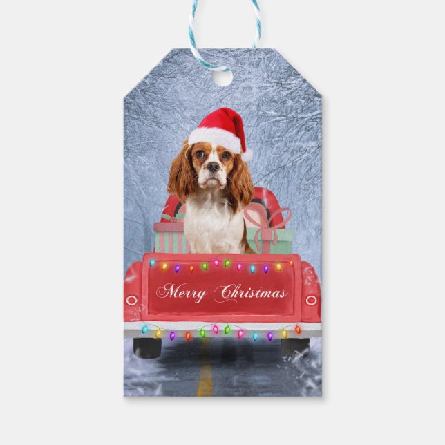 Cavalier King Charles Spaniel Dog Snow Weihnachtsf Geschenkanhänger (Vorderseite)
