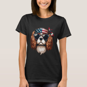 Cavalier King Charles Spaniel Dog USA Flag Vierte T-Shirt