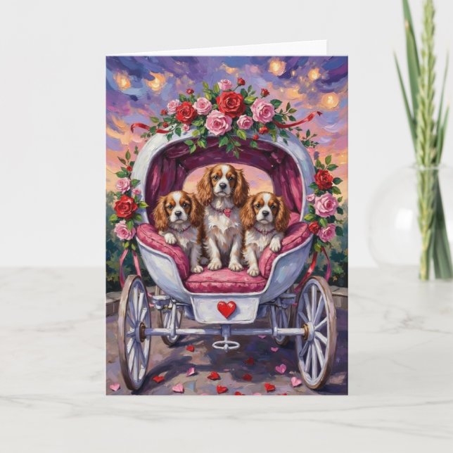 Cavalier King Charles Spaniel Dog Valentine's Day Karte (Vorderseite)