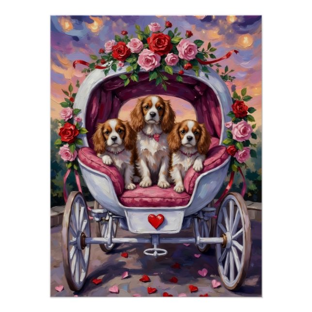Cavalier King Charles Spaniel Dog Valentine's Day Poster (Vorderseite)