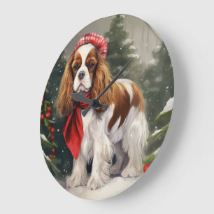 Cavalier King Charles Spaniel Dog Weihnachten Große Wanduhr
