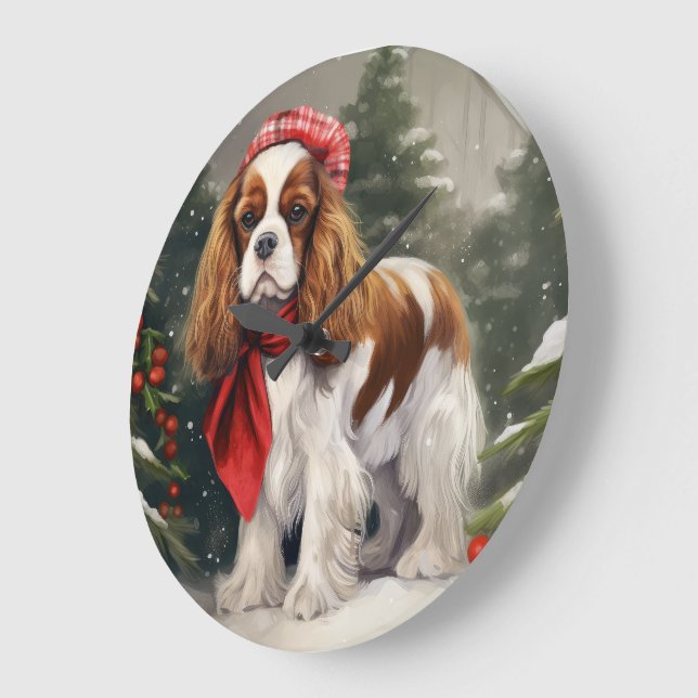 Cavalier King Charles Spaniel Dog Weihnachten Große Wanduhr (Winkel)