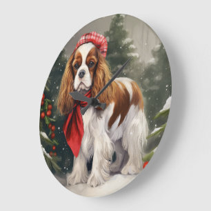 Cavalier King Charles Spaniel Dog Weihnachten Große Wanduhr