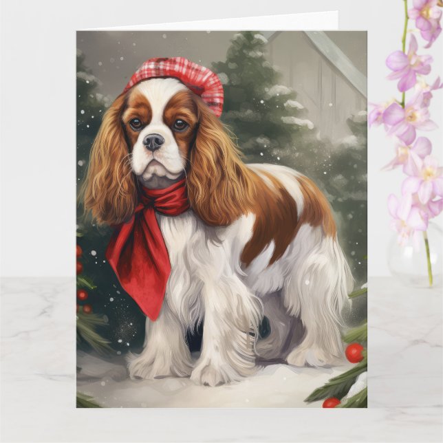 Cavalier King Charles Spaniel Dog Weihnachten Karte (Orchidee)