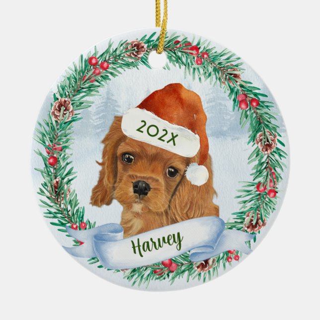 Cavalier King Charles Spaniel Dog Weihnachten Keramik Ornament (Vorne)