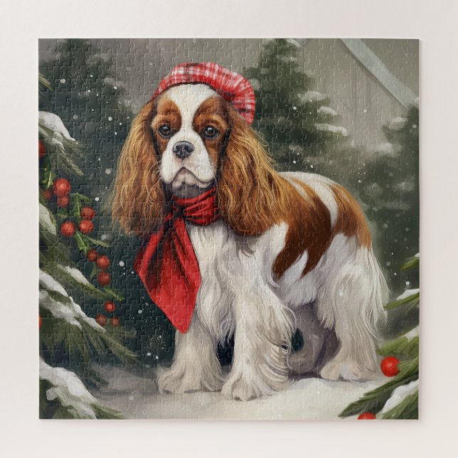 Cavalier King Charles Spaniel Dog Weihnachten Puzzle (Vertikal)