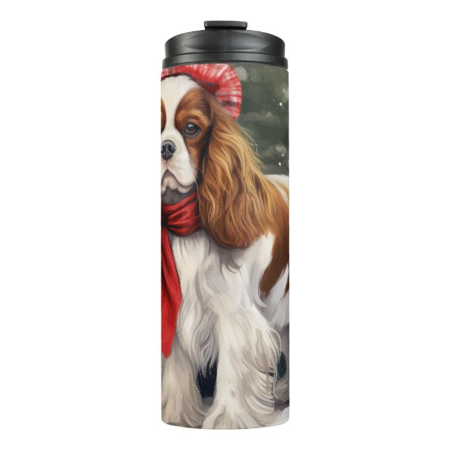 Cavalier King Charles Spaniel Dog Weihnachten Thermosbecher (Vorderseite)